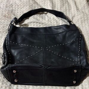 B Makowsky Black Studded Women's Hobo Bag